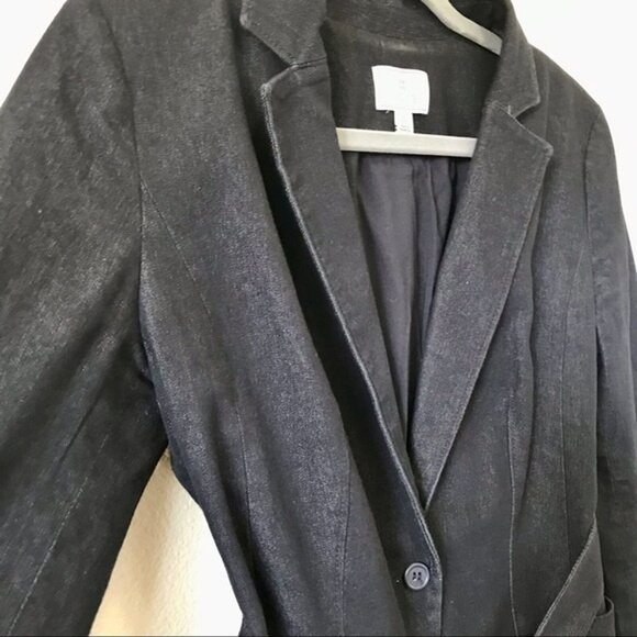 Susina Dark Blue Denim Tie Front Button-Front Women's Blazer Jacket. Size S - Picture 3 of 12
